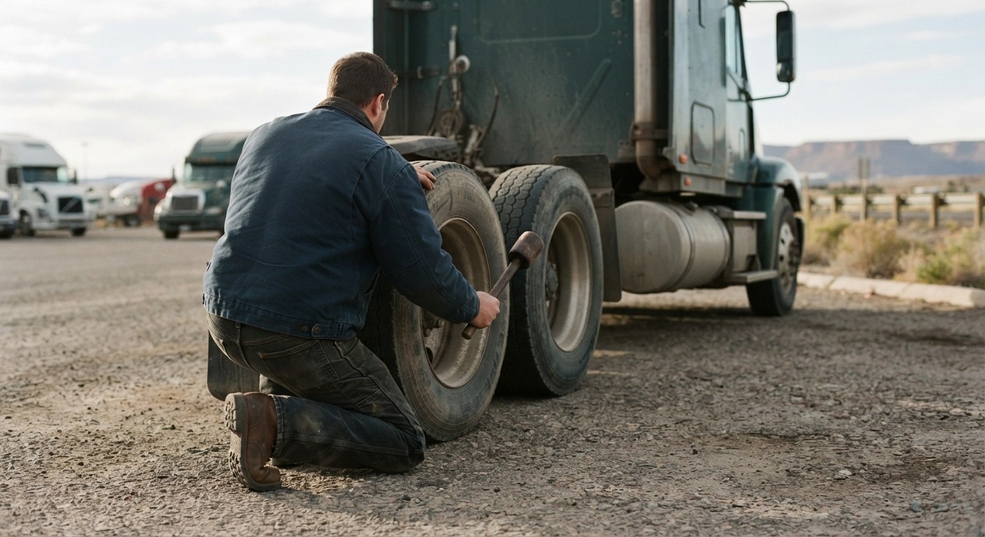 A tractor-trailer on the road